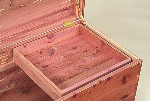 amish handcrafted cedar chest with sliding tray