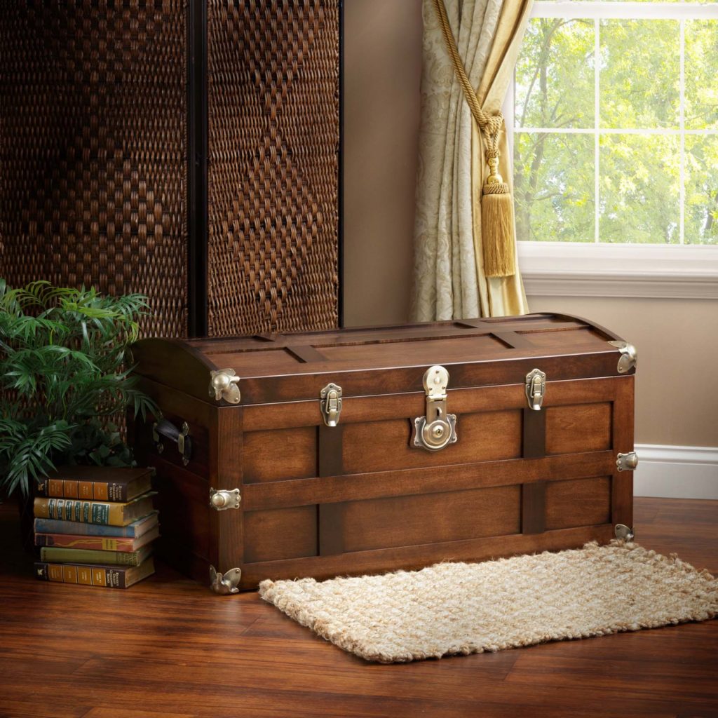 19th Century Antique Wooden Cabin Steamer Trunk