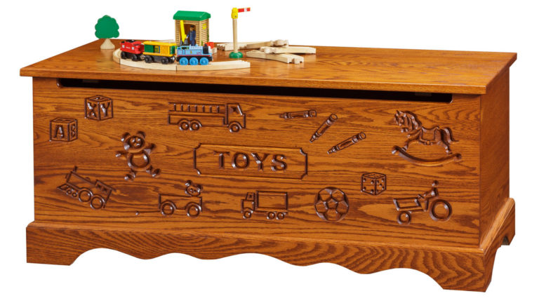 engraved wooden toy box