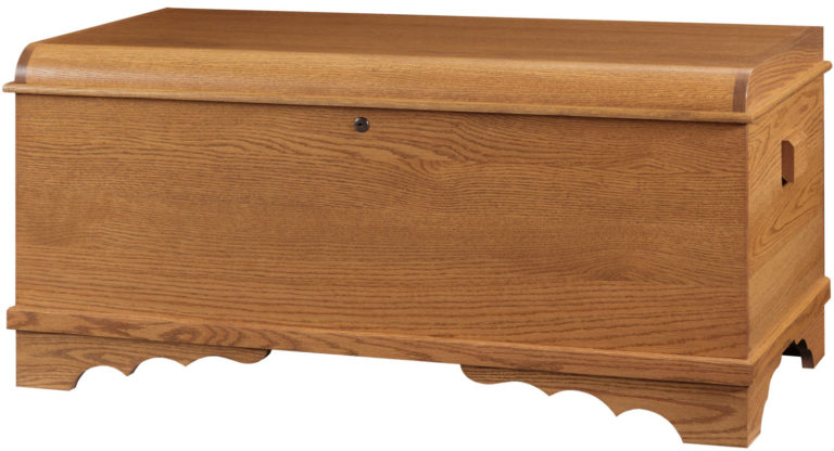 large harmony waterfall chest in oak wood and seely stain